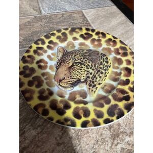 St Martin Limoges Leopard Plate Fiorilli Hand Decorated San Marino 10.25 Inch